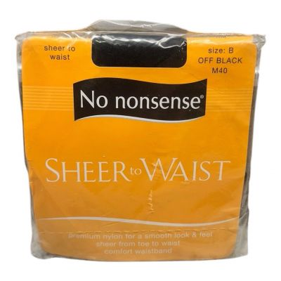 NEW No Nonsense Sheer to Waist off black pantyhose size B Sheer Toe M40