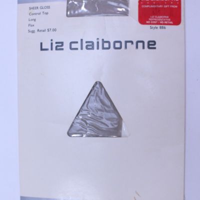 VTG Liz Claiborne Pantyhose Control Top Sheer Gloss Long Flax NOS 1992 Hosiery