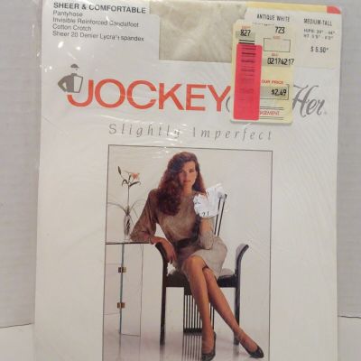 Vintage JOCKEY FOR HER Sheer Comfortable Pantyhose Antique White Med Tall 1993