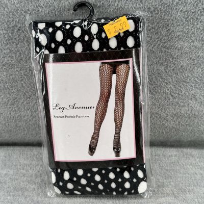 LEG AVENUE - Black Spandex Pothole Fishnet Pantyhose OSFM Costume Sexy Tights