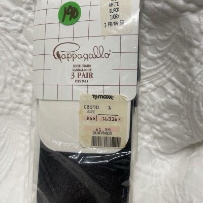 (190) Pappagallo Knee High 3 pk Black, White, Ivory