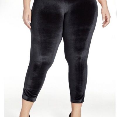 Terra and Sky Women’s Plus Black Velvet Leggings Size 3X NWT