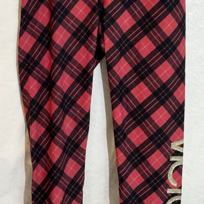 Victoria Secret Sport Medium Red Black Tartan Plaid Stretch Legging Yoga Workout