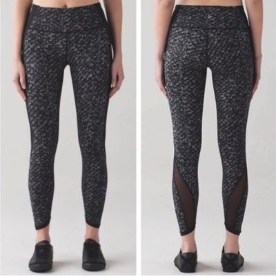 Lululemon Featherlight Tight 7/8 Iridescent Multi Black Mesh Size 8