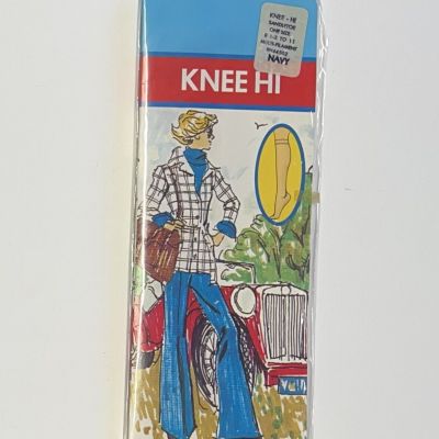 Vintage Rexham Corp 1974 Knee Hi Sandletoe Navy 8 1/2 - 11 Advertising NIP NOS