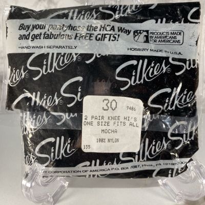 Silkies Knee-Hi’s One Size Fits All • Mocha 2 Pairs 30 New NOS