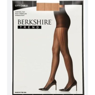 Berkshire Ladies City Cable Silky Sheer Control Top Pantyhose, Sandalfoot Toe