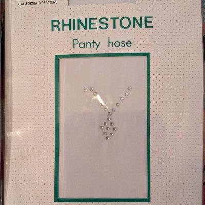 NEW Women's White Free Size Pantyhose w/ Rhinestone