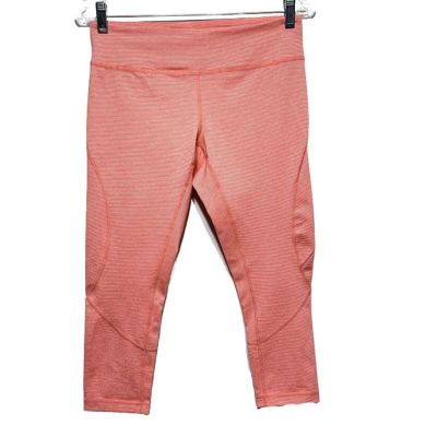 Zella Coral Leggings size Medium Pink Stripe Crop Workout Exercise Athletic Pant