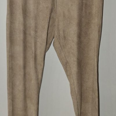 Soft Surroundings Medium Faux Suede Ankle Leggings Polyester Spandex Beige 2DT29