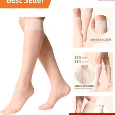 All-Season 12 Pairs of Women's Knee High Stockings - 15D Ultra Transparent