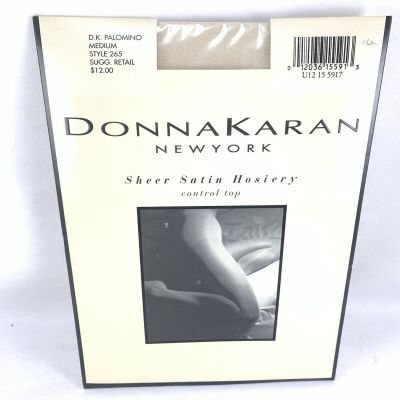 Donna Karan Sheer Satin Pantyhose Control Top Palomino Style 265 Size Medium