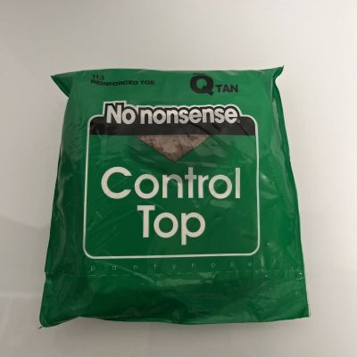 NO NONSENSE Control Top Reinforced Toe Pantyhose Size Q Tan 1 Pair NEW