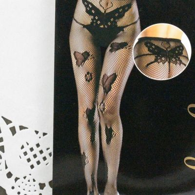 Butterfly Print Ladies Fishnet Tights Stockings with Large Diamond Shape