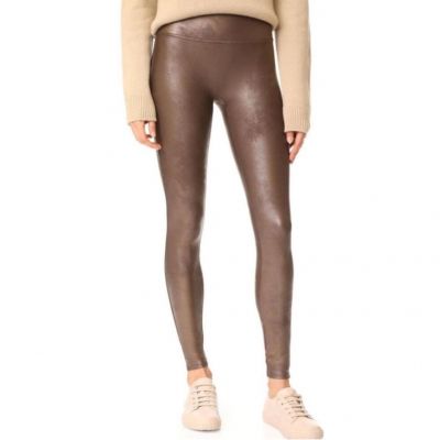 Spanx Faux Leather Shiny Leggings Brown Size Medium?