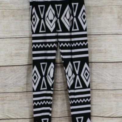 Fashion Diary Womens Geometric Soft Leggings Pants One Size Regular Black White