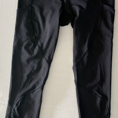 SEXY EUC Lululemon Athletica Capri Crop Mesh Leggings Ladies 10 Black W/Pockets