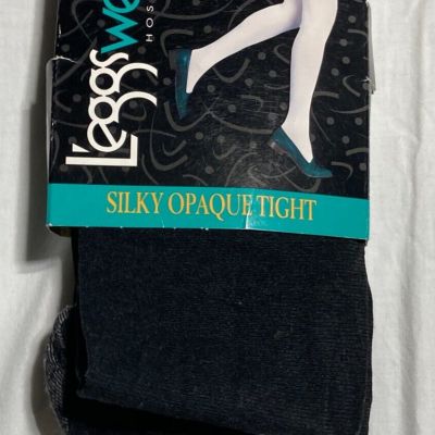 Vntg Leggswear Hosiery Silky Opaque Tights Women's #8307-2 Size B Black 1 pair