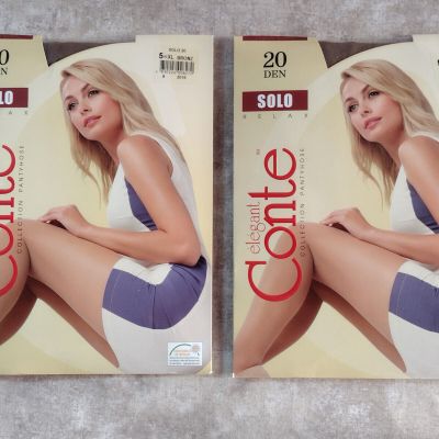 Elegant Conte Solo Pantyhose - Bronz - Size: 5/XL - 2 Pairs - Sexy! Gorgeous!