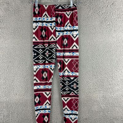 F & F Aztec Leggings Womens One Size Red Yoga Meditate Athleisure Athletic Run