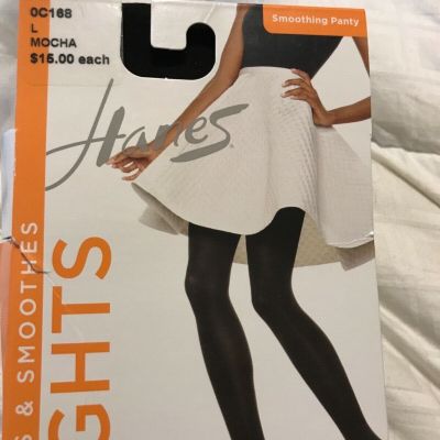 Hanes Women's X-TEMP Opaque Tight with Smoothing Panty Mocha Sz L new in package