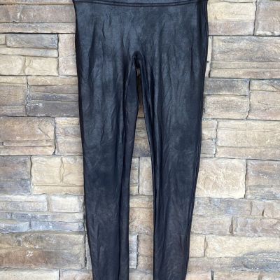 Spanx Faux Leather M Black Slimming Leggings