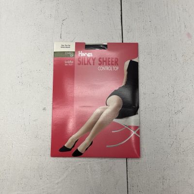 Hanes Barely Black Silky Sheer Control Top Pantyhose Womens Size Plus Tall NEW