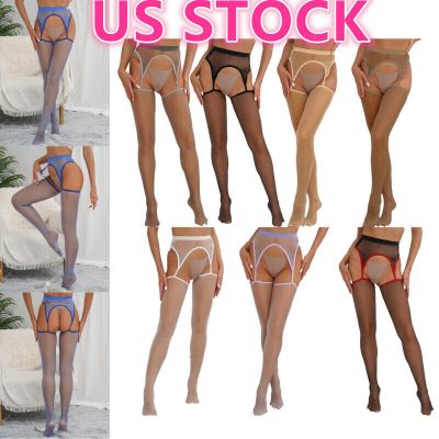 US Women's Suspender Tights Crotchless Pantyhose Stretchy High Waist   Stockings