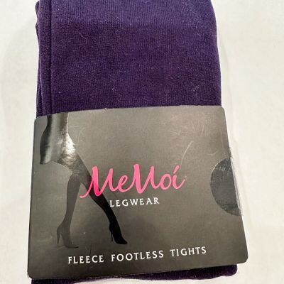 Memoi Women's Leg Wear Fleece Footless Warmth & Comfort Eggplant Tights Size M/L