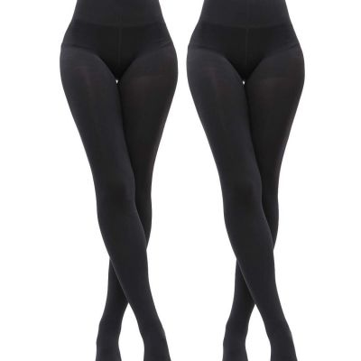 2 Pairs Opaque Tights for Women High Waist Control Top Pantyhose Tights for W...