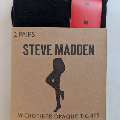 Steve Madden - Ladies Women's Microfiber Opaque Tights - 2 Pairs - Size Medium M