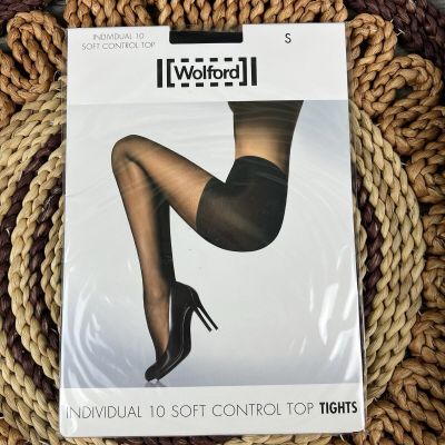 Wolford Individual 10 Soft Control Top Tights Black Sheer Small Style 18163 NEW