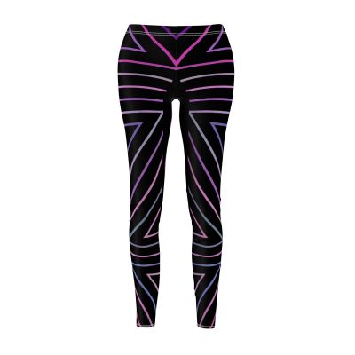 Leggings, Purple Pink Abstract Women's Casual Pants, Yoga Workout Activewear,