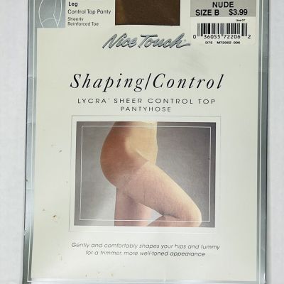 NICE TOUCH Panty Hose NEW Size B Nude Shaping Control Lycra Sheer Control Top