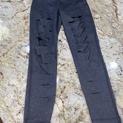 Betsey Johnson Performance Slashed Front Leggings Size S Activewear Workout Grey