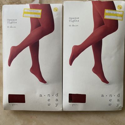 LOT 2 OPAQUE TIGHTS SEXY WOMEN SALSA RED COLOR -SIZE S/M-BRAND ~A NEW DAY