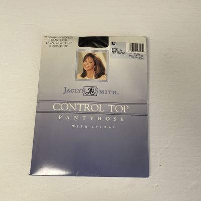 Jaclyn Smith Silky Sheer 20 Denier Lycra Pantyhose Control Top Size D Jet Black