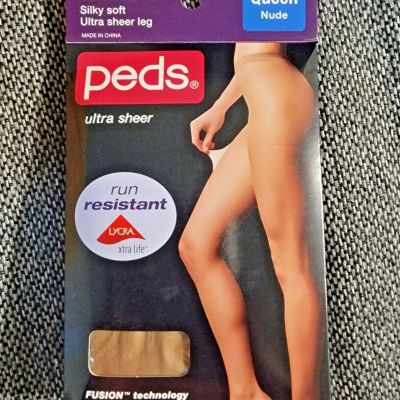 Peds Regular Control Top Pantyhose Silky Soft Ultra Sheer Leg Queen Nude New!