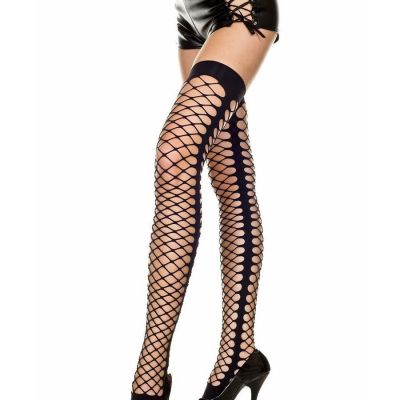 Brand New Thick Diamond Net Thigh High Stockings With Side Seam Music Legs 4798