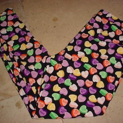 NWT CHANCES R ULTRA SOFT VALENTINE'S HEART CANDY STRETCH LEGGINGS BLACK SZ 2X