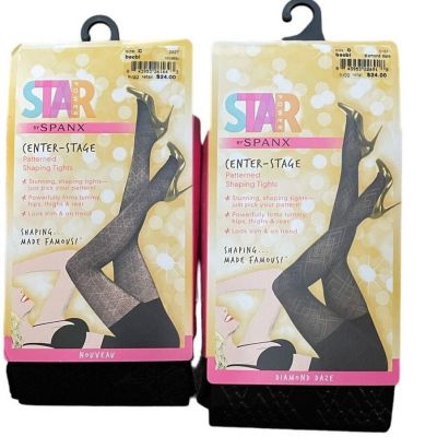 Star Power by SPANX Center-Stage Shaping Tights Black 2 Pair Size C NEW