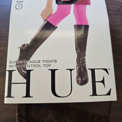 Hue Super Opaque Tights with Control Top Espresso Size 1 Nylon Blend