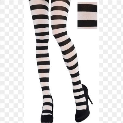 Black and white wide stripped Tights