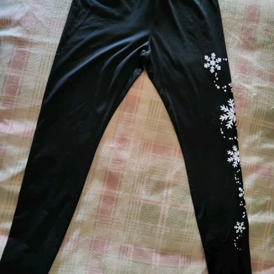 Black White Snowflake Womens Leggings Size Medium