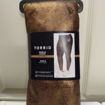 Torrid Bronze Size 6 Full Length Signature Waist Crackle Leggings New With Tags