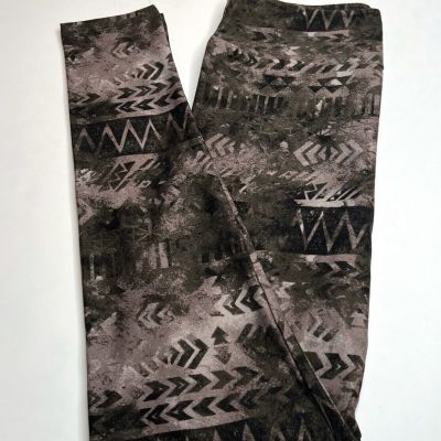 NEW LuLaRoe OS Leggings BLACK GREEN Chevron TRIBAL RETRO Modern AZTEC Geometric