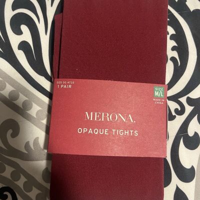 NWT Merona Womens Opaque Tights Size M/L Berry Maroon 1 Pair