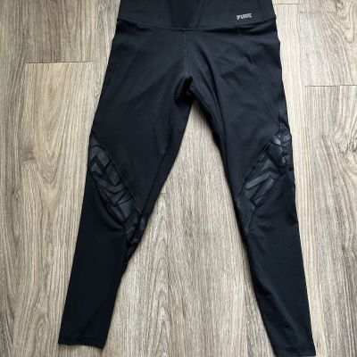 Victoria Secret Sports Womans Black Leggings Sheer Cutouts Mesh Sz.Small