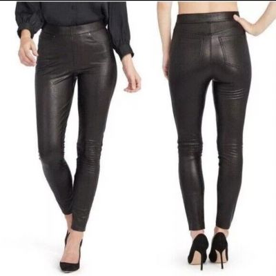 SPANX Leather Like Ankle Skinny Pant Medium Luxe Black Stretch 20475R