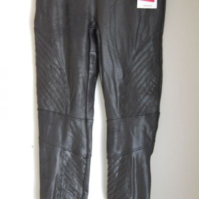 Spanx Faux Leather Moto Leggings Black Women's Medium